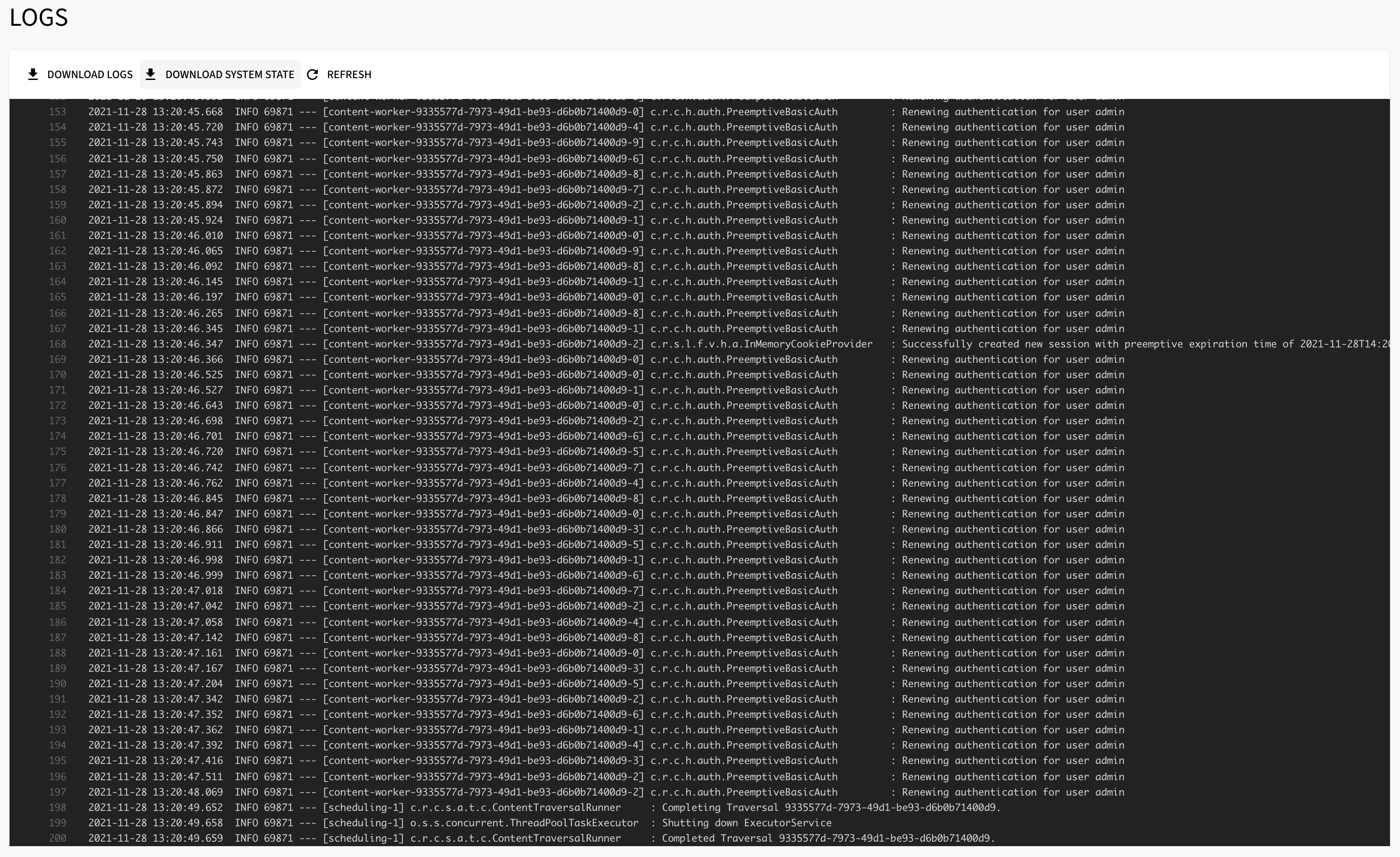 download system state