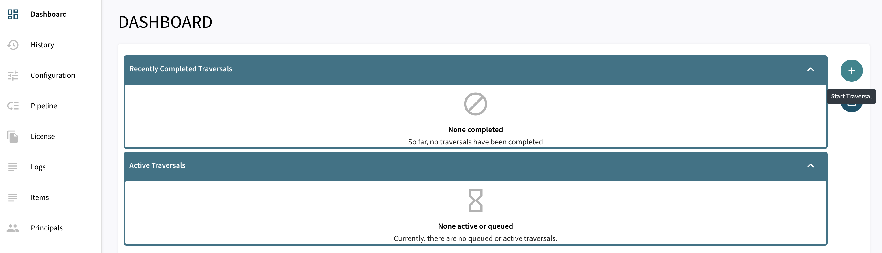 dashboard start traversal without cp