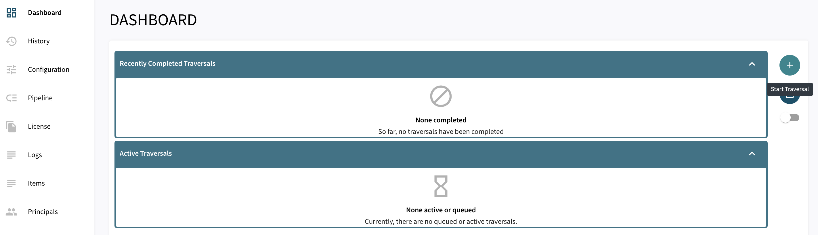 dashboard start traversal with cp