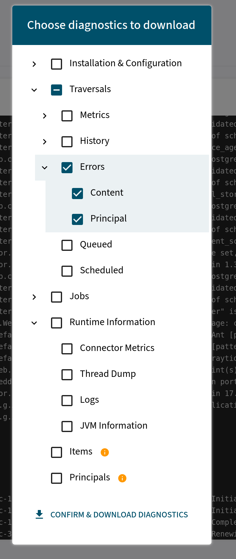 diagnostics selection