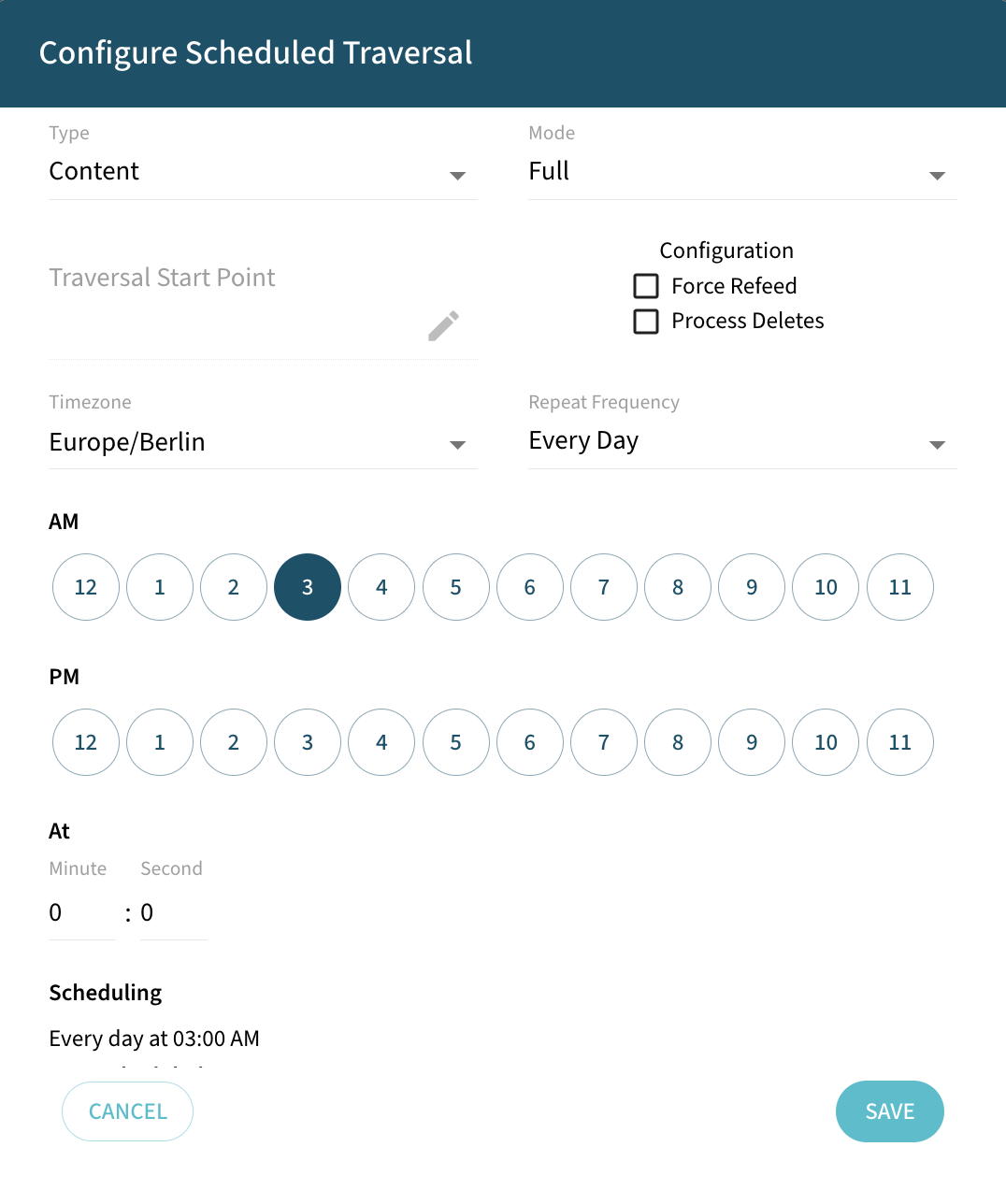 schedule configuration