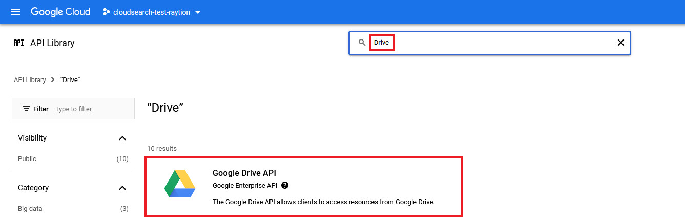 enable apis search api