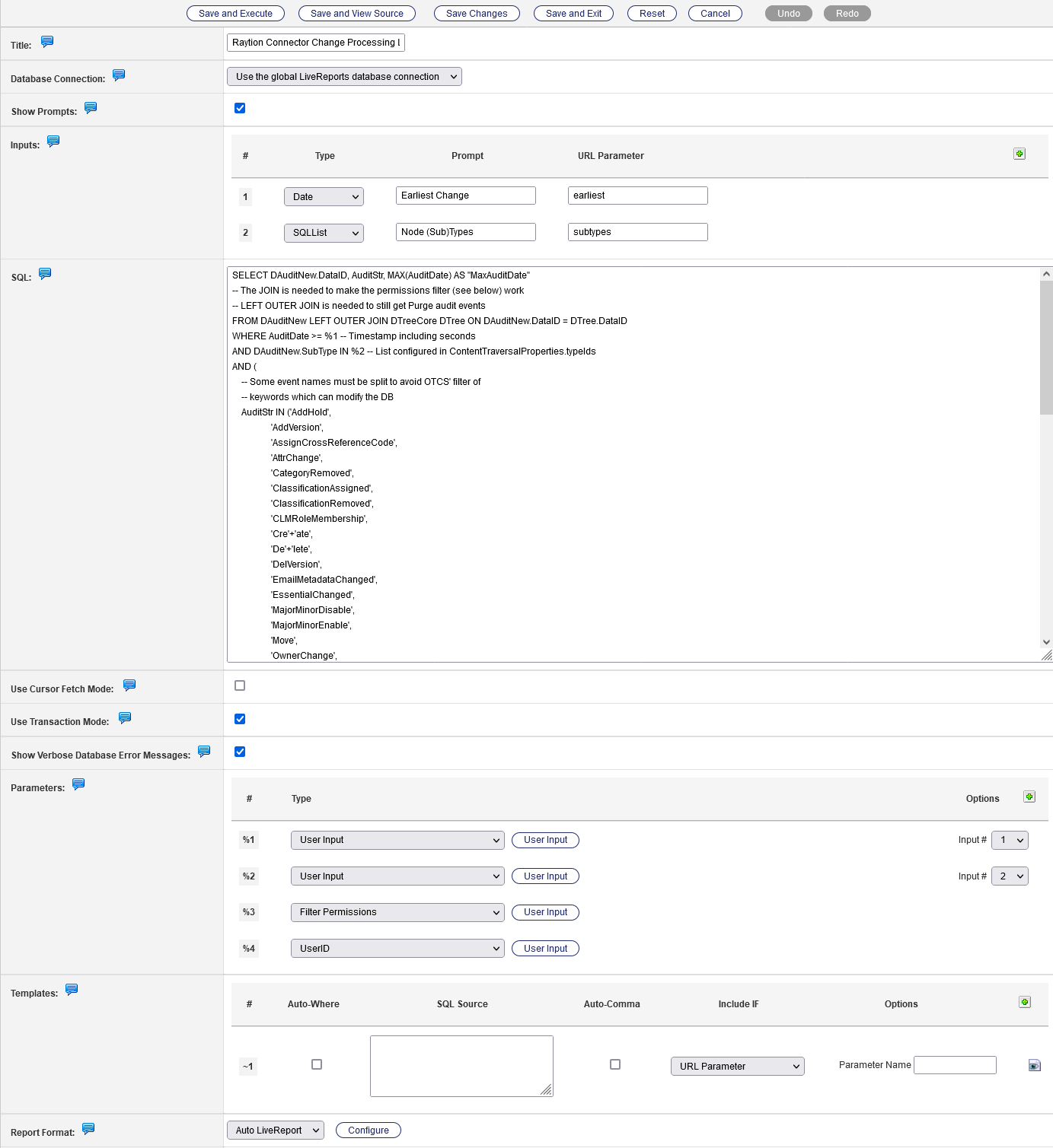 otcs livereport config