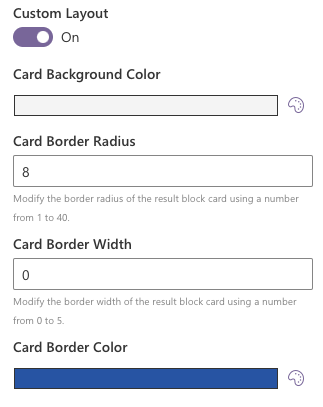 results layout options