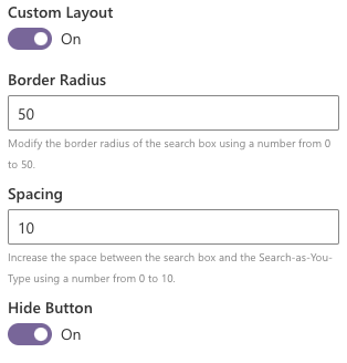 search box layout options